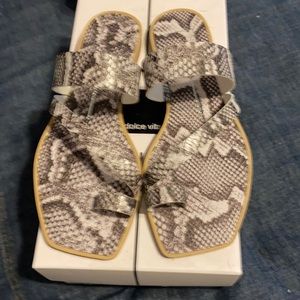 Dolce Vita Ivory Snake Embossed Stella Sandals